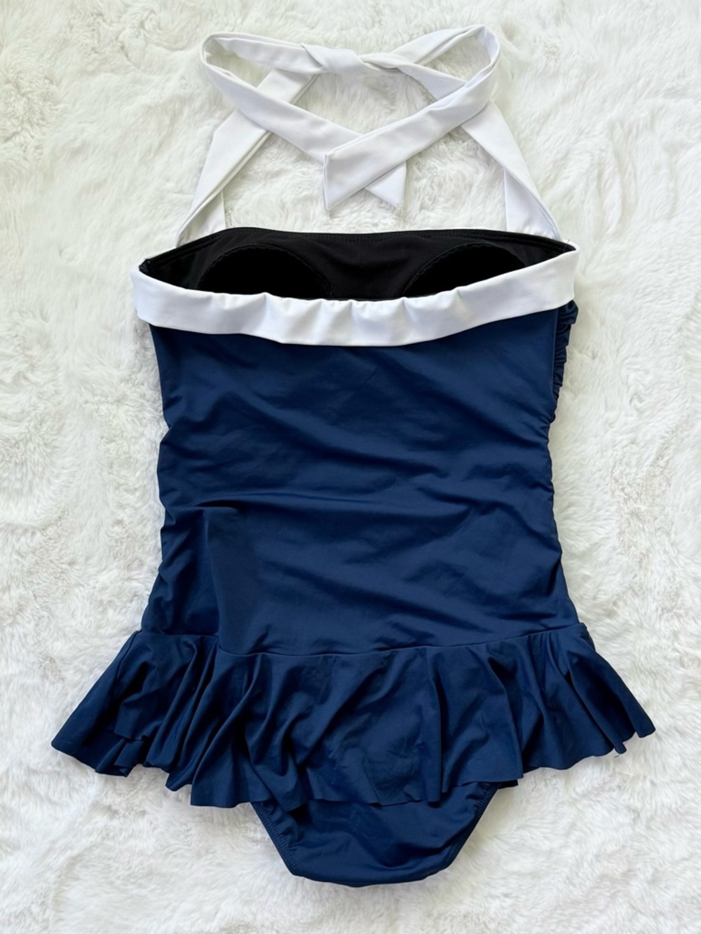 LAUREN RALPH LAUREN 8 Bel Air Skirted One Piece Swimsuit • Retro Halter - Picture 4 of 13